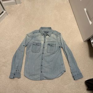 Express light wash denim button up shirt
